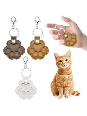 3PC Pet Paw Print Memorial Keychain Set 🐾 Leather Dog & Cat Fur Keepsake Holder